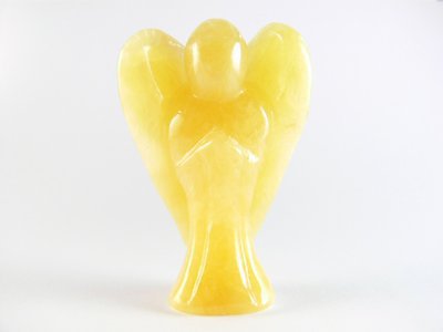 Sculpture d'ange en minral calcite jaune vritable