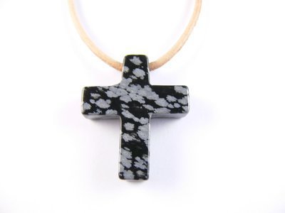 Pendentif Croix noire Obsidienne