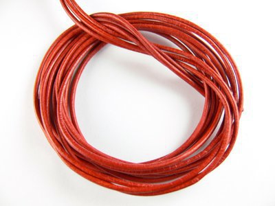 Cordon rouge en cuir naturel 1 mtre