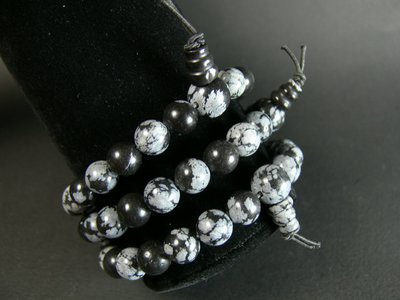 Bracelet tibetain obsidienne neige