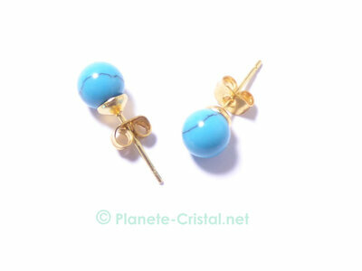 Puces d'oreille turquoise 06 mm