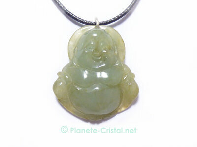 Bijou Bouddha rieur jade vert pierre fine vritable