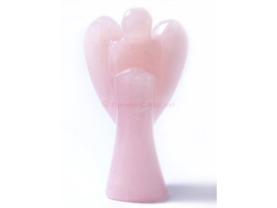 Grand ange sculpt  la main en cristaux de quartz rose pierre