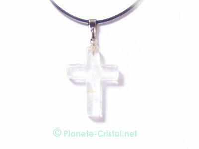 Petite croix quartz cristal de roche en pendentif vritable cristaux