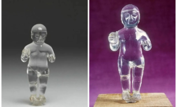 La figurine d'un astronaute en cristal de roche précolombien