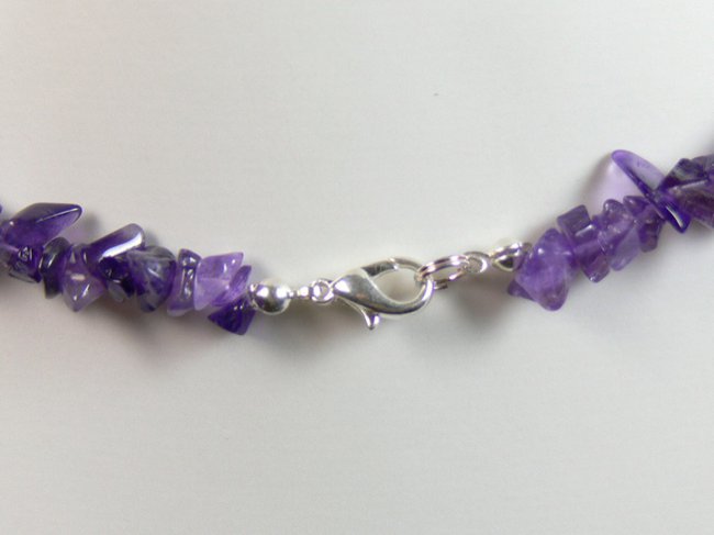 Collier Ras Du Cou En Améthystes - Pierres Rondes Et Triangulaires, Violet, Occasion Bel état