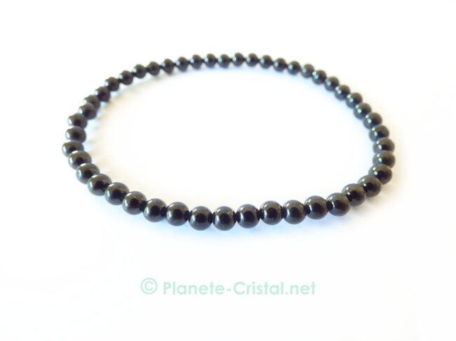 Bracelet fin pierre noire spinelle naturel