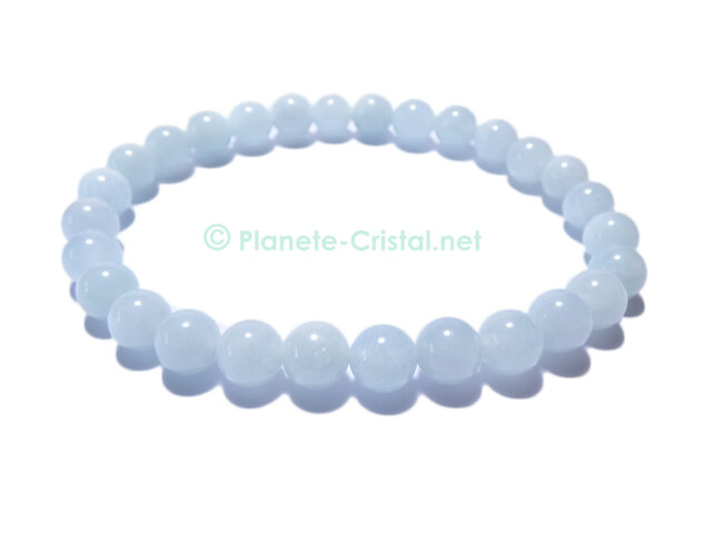 Bracelet beryl aigue-marine bleue boules