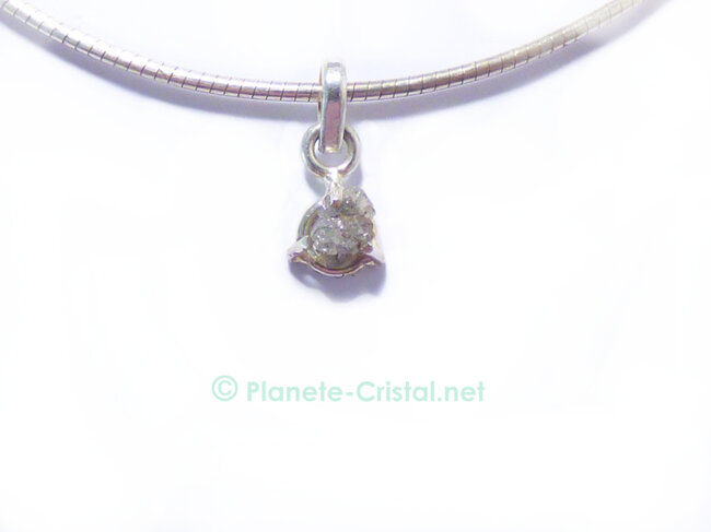 Pendentif diamant pierre brute argent 925 