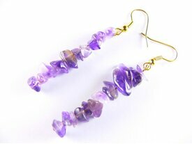 Grandes boucles d'oreilles Amethyste pierres polies