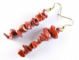 Boucles d'oreilles en pierres de jaspe rouge 
