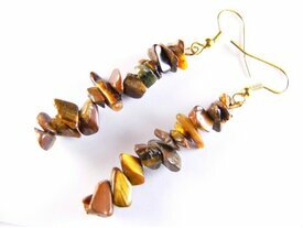Grandes boucles d'oreilles en oeil de tigre naturel