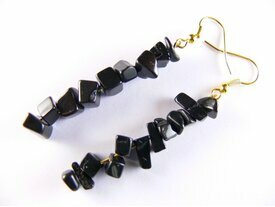 Longues boucles d'oreilles noire en onyx