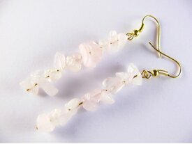 Boucles d'oreilles longues en quartz rose 