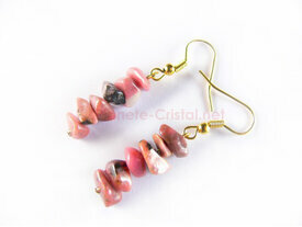 Paire boucles d'oreilles en rhodonite rose