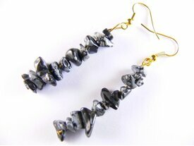 Boucles d'oreilles obsidienne neige