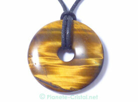 Pendentif grand donut en oeil de tigre