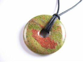 Pendentif donut en unakite 40 mm