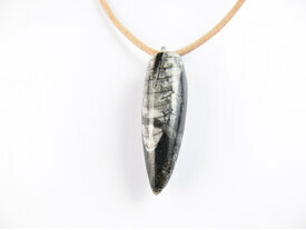 Petit pendentif fossile Orthoceras noir