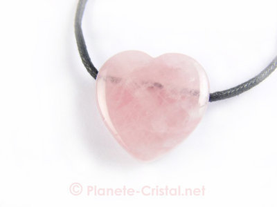 Pendentif grand coeur en quartz rose