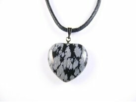 Pendentif coeur obsidienne neige