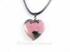 Pendentif coeur rose en rhodonite