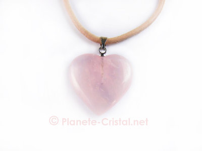 Pendentif coeur rose quartz cristal