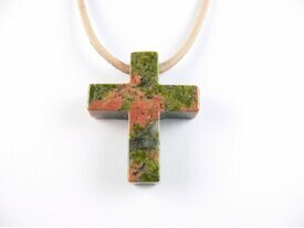 Pendentif croix en unakite