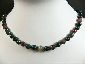 Collier billes en jaspe sanguin naturel