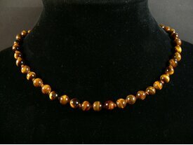 Collier oeil de tigre boules pierre