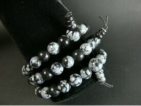 Bracelet tibetain obsidienne neige