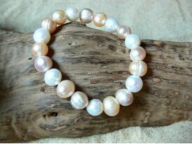 Bracelet perle de culture baroque camaïeu