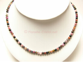 Ras du cou tourmaline multicolor billes 06 mm