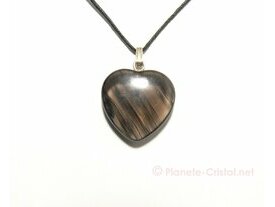 Pendentif coeur obsidienne noire