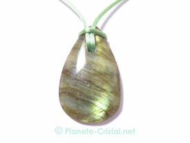 Pendentif cordon labradorite corne