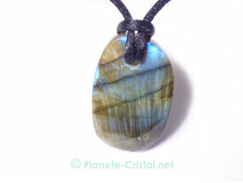 Pendentif labradorite cordon galet