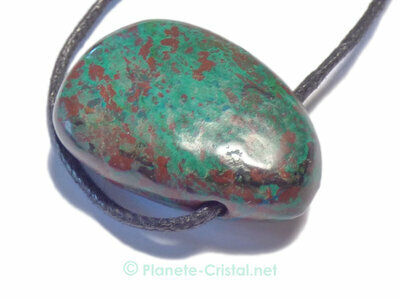 Pendentif veritable chrysocolle-malachite pierre naturelle perce