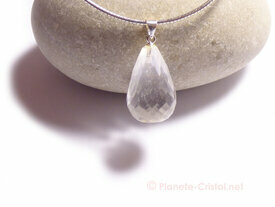 Pendentif cristal de roche facette