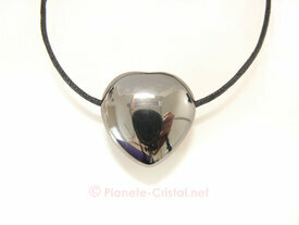 Pendentif grand coeur en hematite naturelle