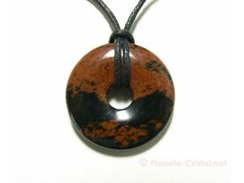 Pendentif pi obsidienne acajou
