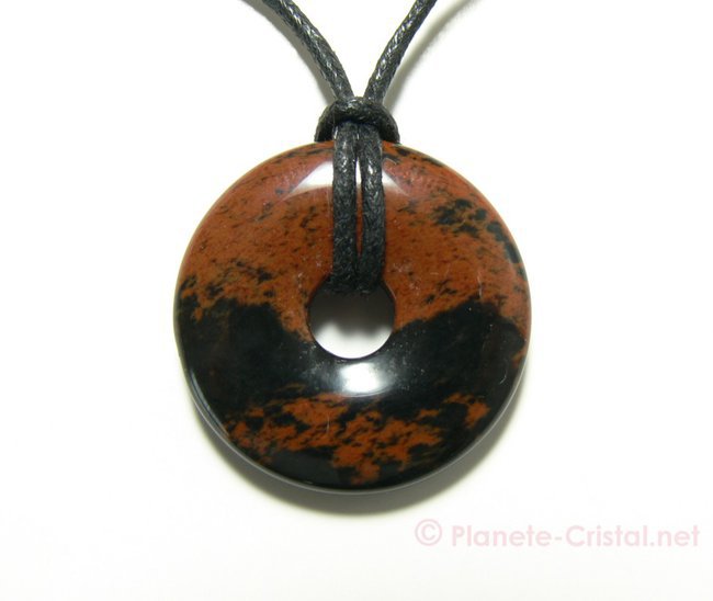 Pendentif pi Obsidienne Acajou 30mm
