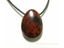 Pendentif minéraux obsidienne acajou