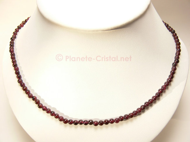 Collier grenat rouge billes 4mm