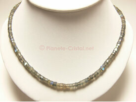 Collier disques labradorite ras de cou