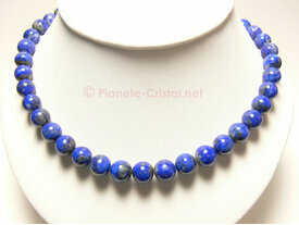 Collier boules en lapis lazuli bleu