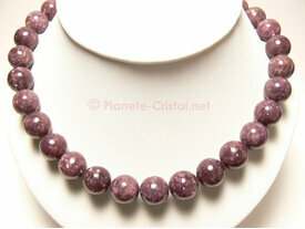 Collier en lépidolite boules 