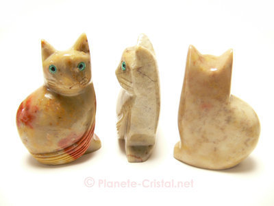 Joli chat en statuette en pierre  collectionner