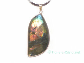 Pendentif cordon labradorite multicolor