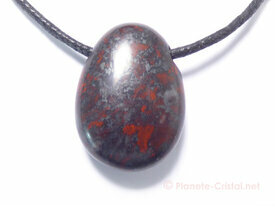 Pendentif jaspe sanguin héliotrope naturel