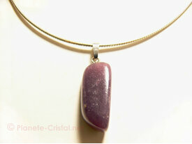 Pendentif pierre lepidolite sur argent